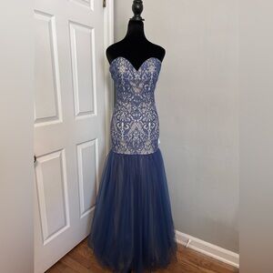 Ashley & Justin Navy Formal Gown size 14